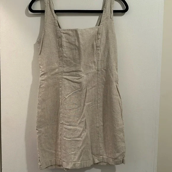 knee length dresses for ladies Sleeveless Linen-Blend Mini Shift Dress